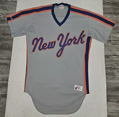 New York Mets Rawlings Pullover Baseball Jersey Sz 38 1980s Grey  • $150