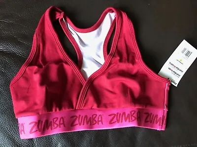 Zumba Red Bra Top Fitness Gym Training Sports Dance Workout Ladies Size Small 8 • £6.50