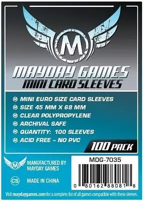 Mayday - Mini Euro Card Sleeves 45mm X 68mm 100ct - New • £2.24