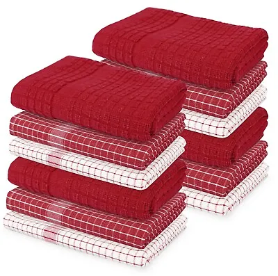 12 Pack Terry Hand & Kitchen Tea Towels Dish Cloth Set Hanging Loop 100% Cotton • £9.99