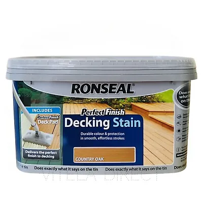 2.5L Ronseal Perfect Finish Country Oak Decking Stain Garden Wood Protection • £16.95