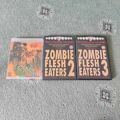 Zombie Flesh Eaters 1 Brand New Sealed Blue Ray 2 & 3 Are USED DVDS Arrow Vipco • £19.99