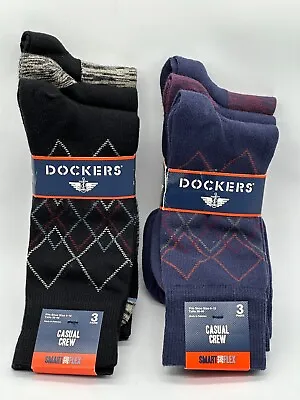 New 3 Pairs Mens Dockers Casual Crew Socks Smart 360 Flex Classic Argyle 6-12 • $12.99