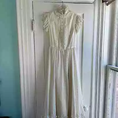 Vintage Gunne Sax By Jessica McClintock Gauze Eyelet Prairie Maxi Dress • $400