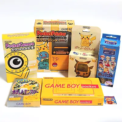 Nintendo Gameboy Pocket Printer Pikachu Yellow GB Pocket Camera Cable Set Japan • £449.49