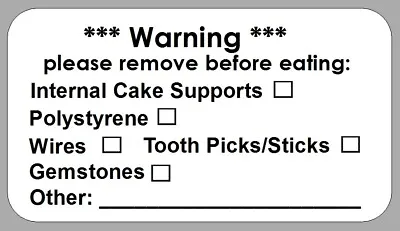 Mini Inedible Cake Content Warning Stickers Small Tick Box Contains Labels • £2.70