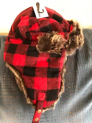 Sonoma Men’s Red Plaid Buffalo Winter Hat NWTS Free Shipping • $27.99