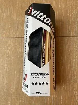 Vittoria Corsa Control Tire - 700 X 25 Clincher Folding Black/Para (tan) G2.0 • $39