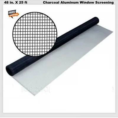 Charcoal Aluminum Screen Wire  48 In. X 25 Ft  Bug Insect Door Window Screening • $53.98