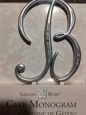 L. Rose Cake Monogram Topper Or Floral Arrangement Silver With Rhinestone  B NEW • $9.99