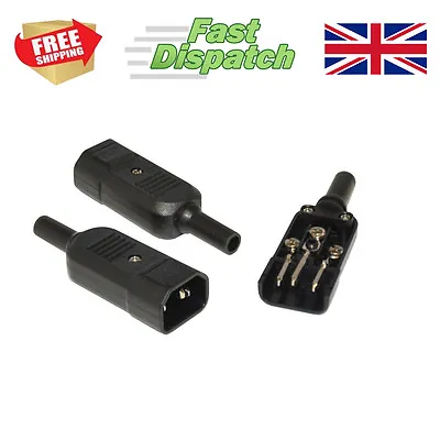 IEC C13 C14 UPS Kettle Lead Male Socket Connector Wireable Plug 230v Or 110v • £6.99