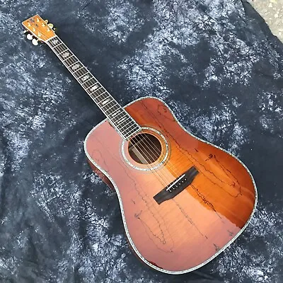 Custom 41  D Style Flame Maple Wood Acoustic Guitar Abalone Inlays • $458