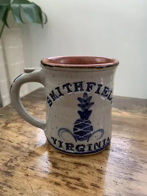Smithfield Virginia Pineapple Stoneware Pottery Stamped Mug Cup Signed • $29.94
