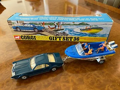 Vintage Corgi Toys | MIB All Original | Oldsmobile + Glastron | Gift Set No. 36  • $1596