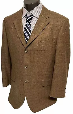 Ermenegildo Zegna Soft Sport Coat Blazer Mens Sz 46.R Slim Brown Windowpane Wool • $45.10