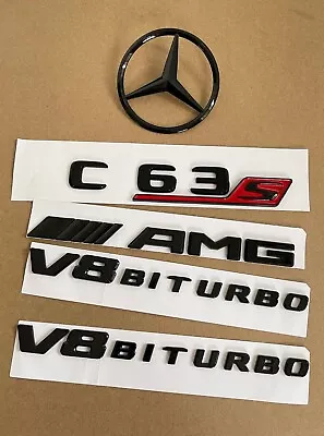 Gloss Black/Red C63s AMG V8 BITURBO Sticker Emblem Badge For C63s Wagon    • $111.96