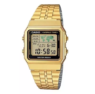 CASIO A500WGA-1 Gold Tone World Map Stainless Steel Band A500WGA1 • $99.99