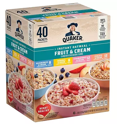 Quaker Instant Oatmeal Fruit & Cream Variety Pack 40-count 42.3 Oz • $21.50