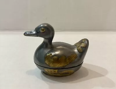 Vintage Pewter And Brass Duck Trinket/ Jewelry Box Made In Hong Kong 3” • $12.49