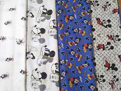 MICKEY MOUSE~4 Different Cotton Fabric Print Lot~1/2 Yard Ea~2 Yds~Quilting Sew • $15.29