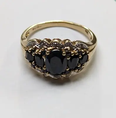9ct Gold Ring Sapphire & Diamond Gold Ring UK Ring Size S - 9ct Yellow Gold • $597.27