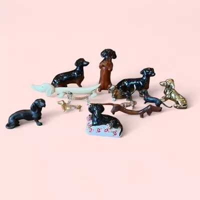 Lot Of Dachshund Figurines 13  Antique Vintage German Bronze Crystal Bakelight • $199.99