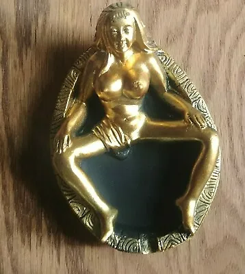 Lady Nude Resin Antique Brass Colored Ashtray Sculpture Decoration USA Seller • $10.25