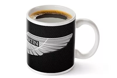 Aston Martin Logo Black Background 11oz Printed Coffee Or Tea Mug Gift • £12.49