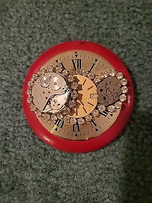 Vintage Pin Clock With Rhinestones Design 3  Diameter • $10