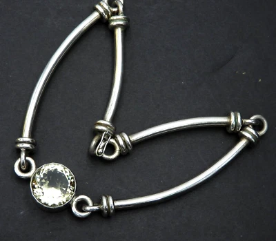 $199.99 • Buy Vintage Necklace Heavy 925 Sterling Silver Jewelry Handcrafted Statement Citrine