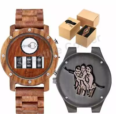 Personalized Handmade WoodenWatch Valentine Men Watch Engraved Your Photo/Text   • $49.99