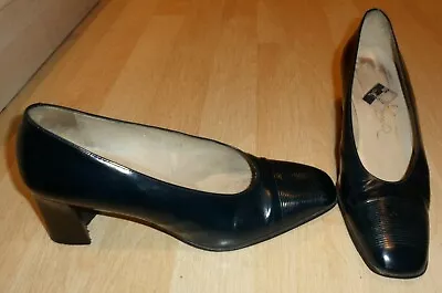 Ladies Designer JAIME MASCARO Navy Blue Logo Feature Court Shoes - Size EU 39 • £15