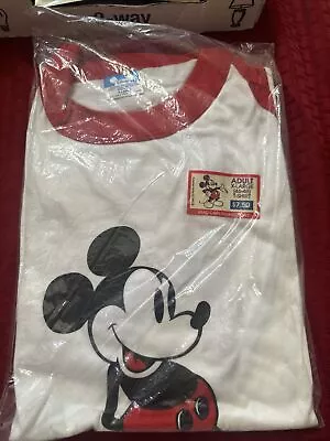 Mickey Mouse USA Vintage Red Disney Ringer T-Shirt X-Large NOS With Tags Sealed • $129.99