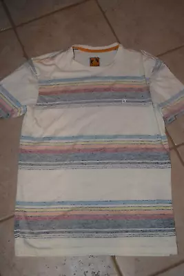 Men's  Vintage Brand Hang Ten Off White Striped Short Sleeve  Shirt Size XS • $10.99