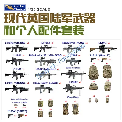 Gecko 1/35 Modern British Army Weapons And Personal Accessories Kit 35GM0026 • $20.89