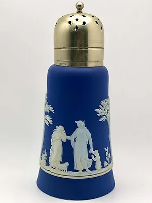 Edwardian Wedgewood Jasperware Sugar Shaker Muffineer Dark Blue EPNS • $64.99