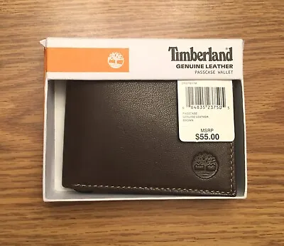 Timberland Men's BROWN Leather Passcase Wallet (NWT Note) • $23.99