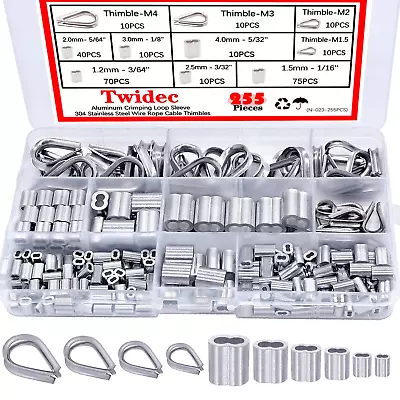 Twidec/255PCS 304 Stainless Steel Wire Rope Cable Thimbles And Aluminum...  • $14.66