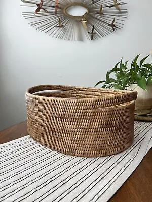 Tava Handwoven Rattan Oval Basket Natural New • $159