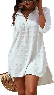 Women Swimsuit Coverups Swimwear Beach Cover Up Dress Shirt White Black Blue US • $19.99