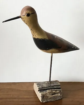 Vintage Hand Carved Painted Wood JIM SLACK Pekin IL DUNLIN BIRD Figure Decoy • $39.99