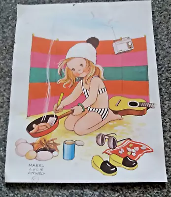 Mabel Lucie Attwell Print Girl Cooking Sauages On The Beach • £5