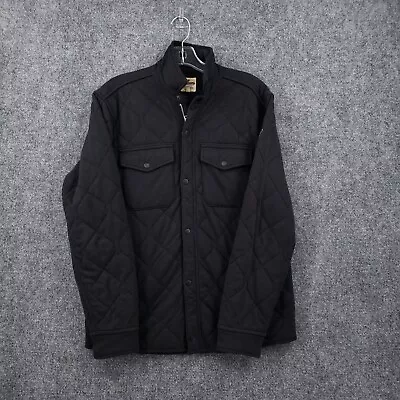 Lucky Brand Jacket Mens S Small Black Quilted Triumph Snap Collared Long Sleeve • $41.24