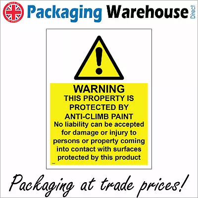 £5.95 • Buy Ws645 Warning Anti Climb Paint Sign Intruder Protection Vandals Criminals Access