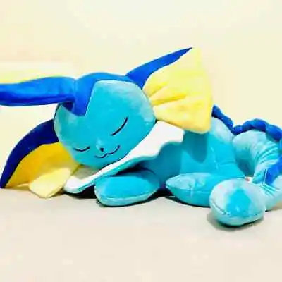 1 NEW Sleeping Eevee Evolution Pokemon Doll Vaporeon Cute Doll 13in Stuff Animal • $24