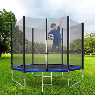 6FT Kids Outdoor Trampoline With Safety Net Enclosure Spring Cover Ladder MA • £119.99