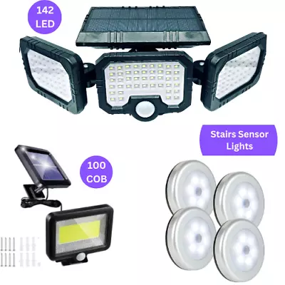 £9.50 • Buy Solar Power LED PIR Motion Sensor Wall Light Security Outdoor Garden Flood Lamp