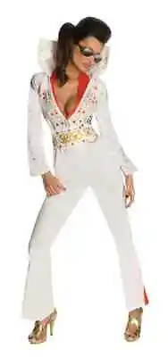 Elvis Presley White Aloha Eagle Jumpsuit Dress Up Halloween Sexy Adult Costume • $70.95