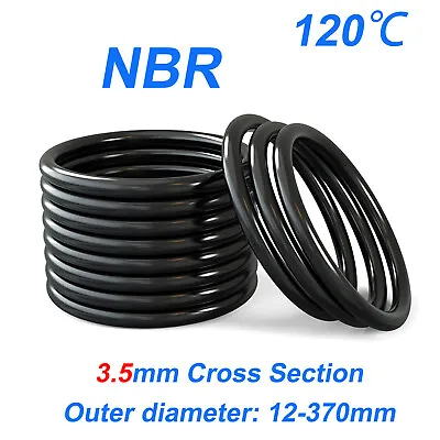 3.5mm Cross Section O Rings NBR Nitrile Rubber 12-370mm OD Oil Resistant Seals • $2.92