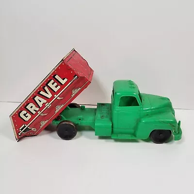 Marx Green Plastic Metal Sand & Gravel Dump Truck 12  Red Works • $44.99